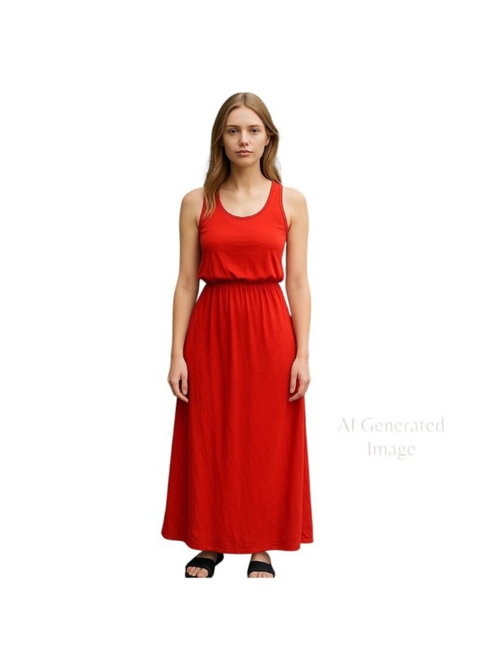 JOLIE Los Angeles Red Sleeveless Racer Back Elastic Waist Maxi Women Size M USA